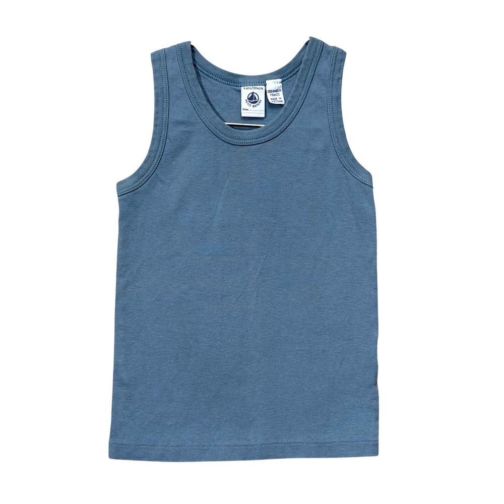 Petit Bateau Kids 4Y 104cm Blue Cotton Tank Top France Boys Girls